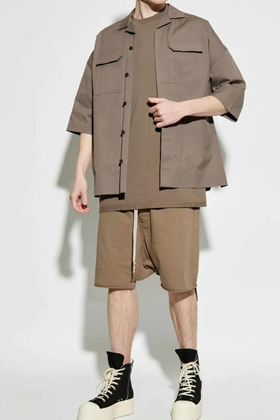 Rick Owens DRKSHDW BRĄZOWY Bawełniane szorty