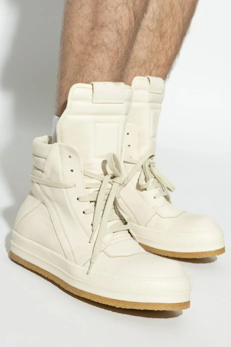 Rick Owens kremowy Buty za kostkę