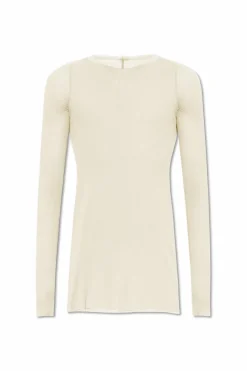 Rick Owens kremowy Prążkowany t-shirt `Rib`