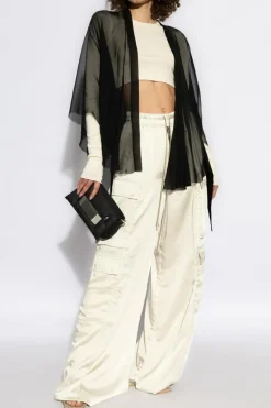Rick Owens kremowy Top `LS Crop T`