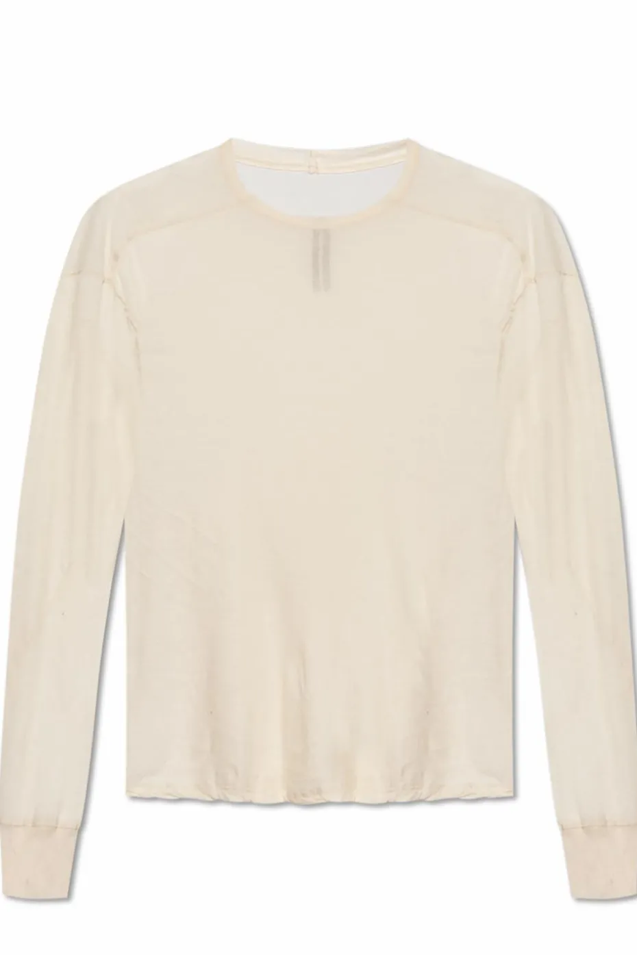 Rick Owens kremowy T-shirt `Level LS T`