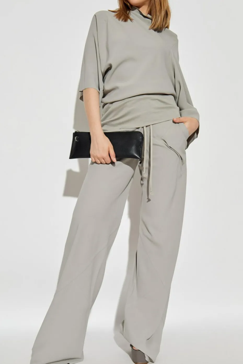 Rick Owens SZARY Spodnie o luźnym kroju