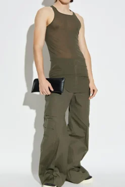 Rick Owens ZIELONY Prążkowany top bez rękawów