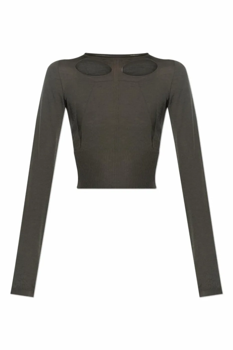 Rick Owens ZIELONY Sweter `Slashed`