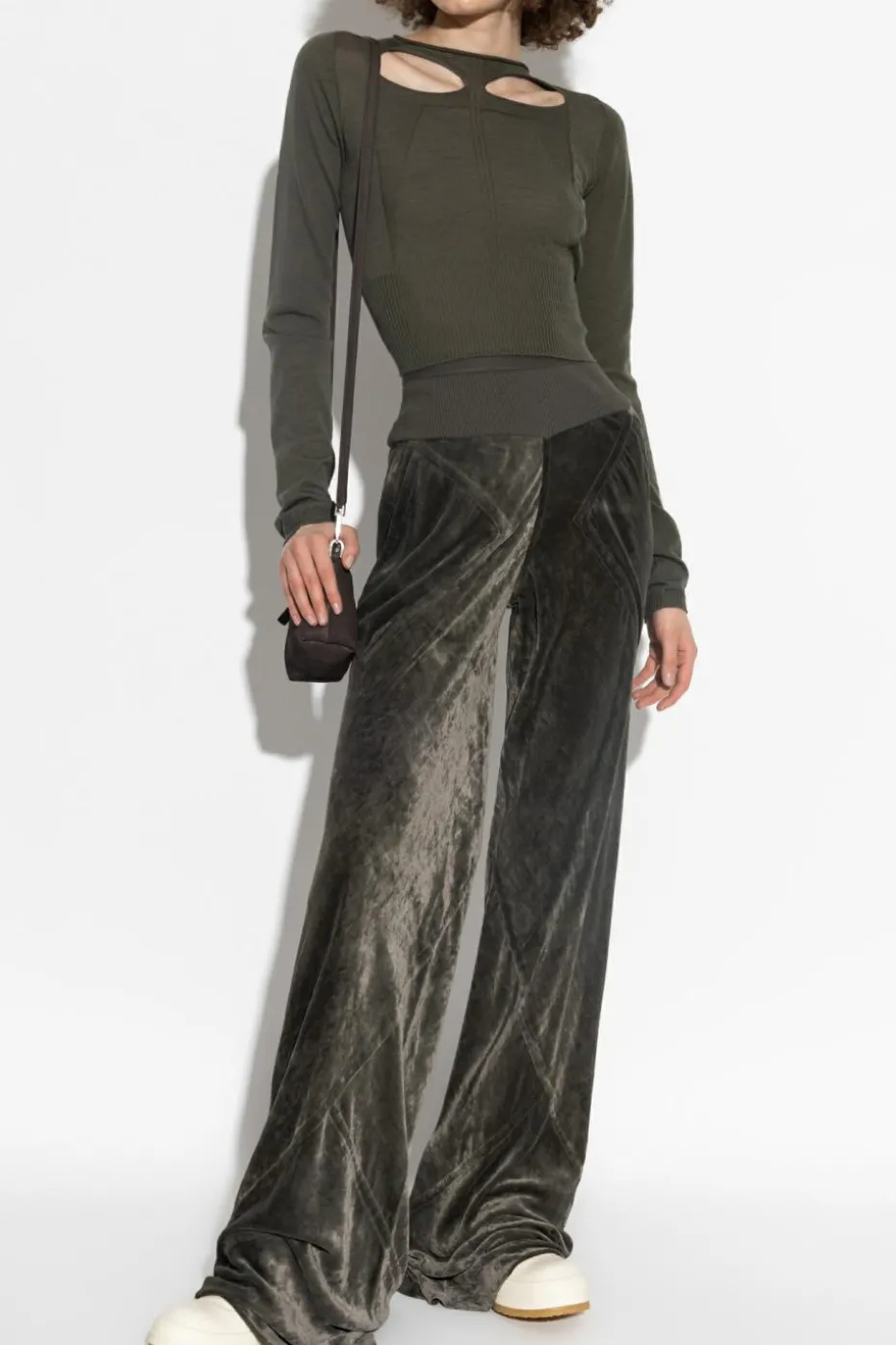 Rick Owens ZIELONY Sweter `Slashed`