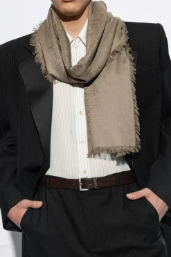 Saint Laurent beżowy Chusta z logo