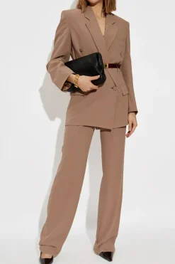 Saint Laurent beżowy Dwurzędowa marynarka