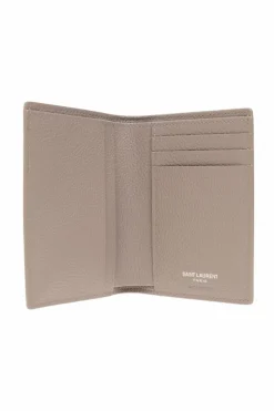Saint Laurent beżowy Etui na karty z logo