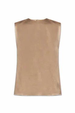 Saint Laurent beżowy Jedwabny top bez rękawów