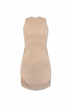 Saint Laurent beżowy Krótka tiulowa sukienka