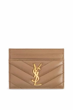 Saint Laurent beżowy Skórzane etui na karty