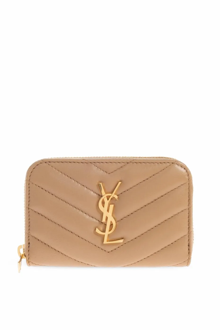 Saint Laurent beżowy Skórzany portfel