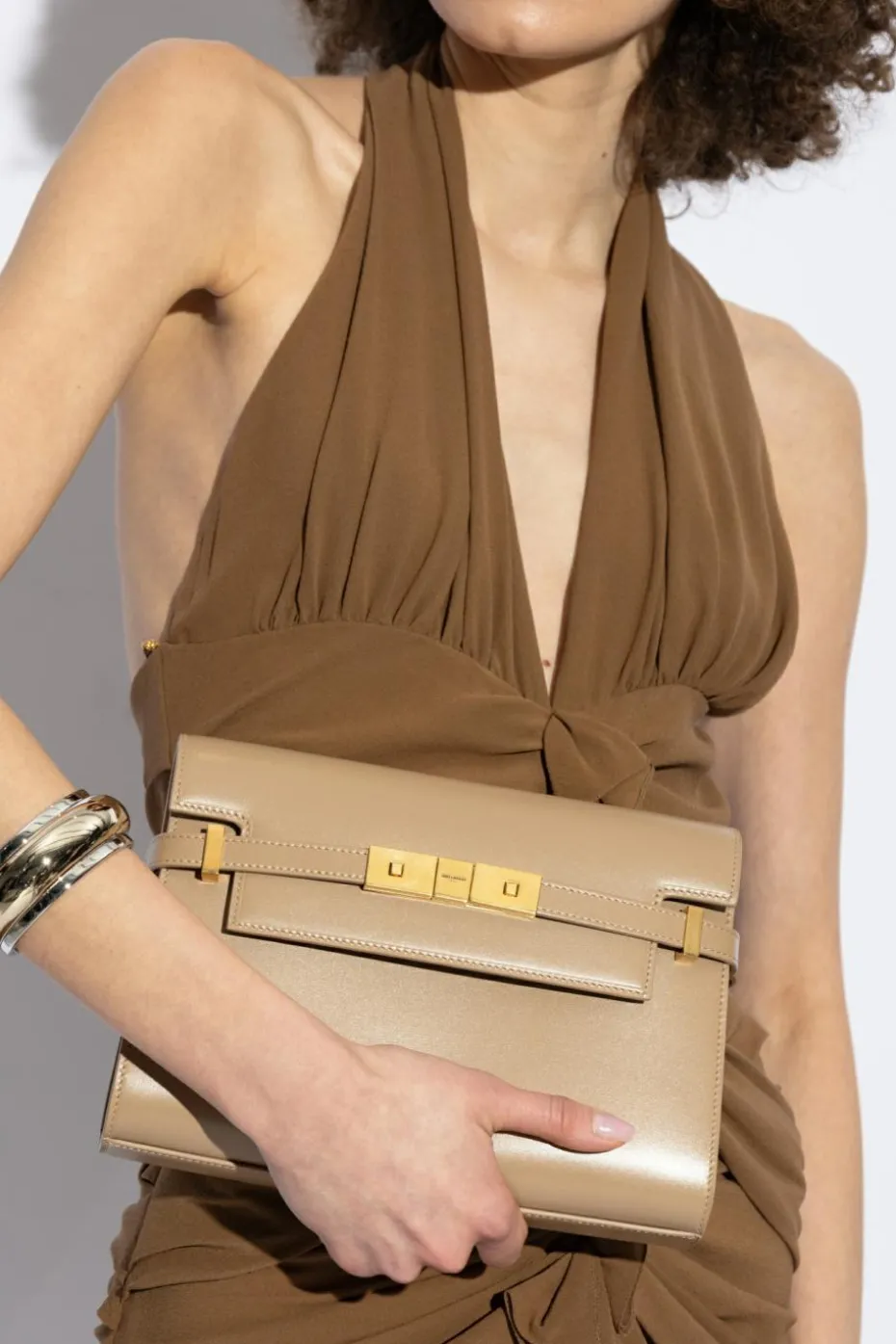 Saint Laurent beżowy Torba na ramię ‘Manhattan Small’