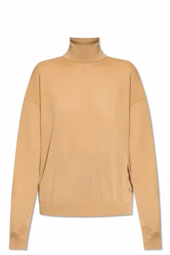 Saint Laurent beżowy Wełniany golf