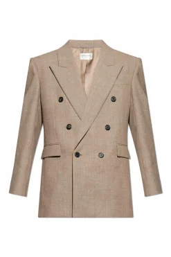 Saint Laurent beżowy Wełniana marynarka