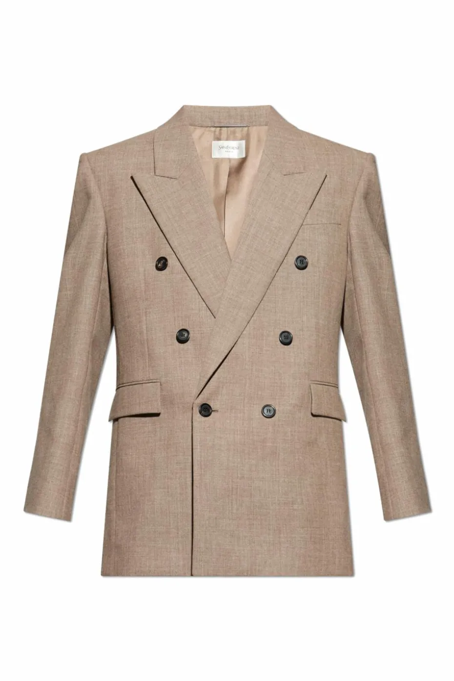 Saint Laurent beżowy Wełniana marynarka