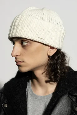 Saint Laurent BIAŁY Kaszmirowa czapka