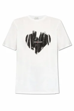 Saint Laurent BIAŁY T-shirt z nadrukiem z logo