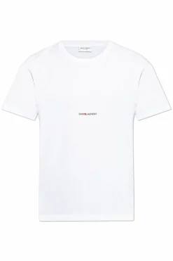 Saint Laurent BIAŁY T-shirt z nadrukowanym logo