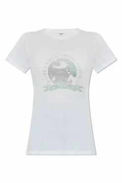 Saint Laurent BIAŁY T-shirt z nadrukiem