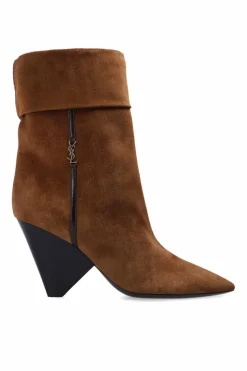 Saint Laurent BRĄZOWY Botki na obcasie ‘Niki’