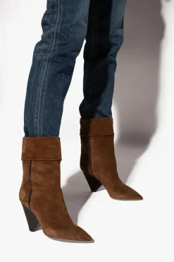 Saint Laurent BRĄZOWY Botki na obcasie ‘Niki’