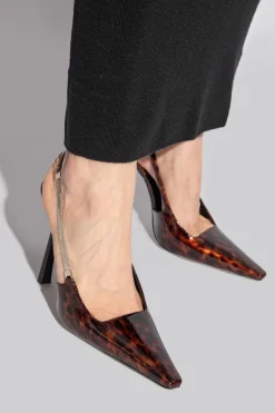 Saint Laurent BRĄZOWY Buty na obcasie z motywem zwierzęcym