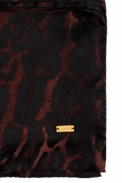 Saint Laurent BRĄZOWY Jedwabno-kaszmirowa chusta