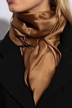 Saint Laurent BRĄZOWY Jedwabna chusta