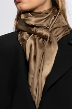 Saint Laurent BRĄZOWY Jedwabna chusta