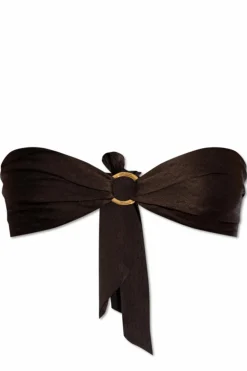 Saint Laurent BRĄZOWY Jedwabny top