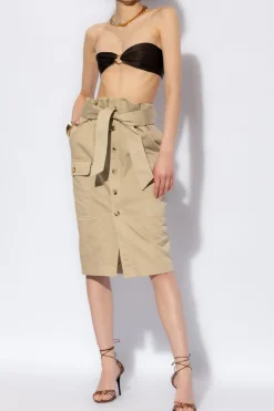 Saint Laurent BRĄZOWY Jedwabny top
