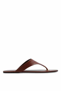 Saint Laurent BRĄZOWY Klapki z logo