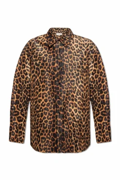 Saint Laurent BRĄZOWY Koszula z motywem zwierzęcym