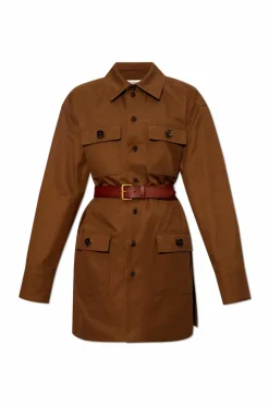 Saint Laurent BRĄZOWY Koszula z pasem