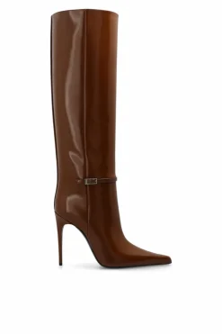 Saint Laurent BRĄZOWY Kozaki na obcasie ‘Vendome’