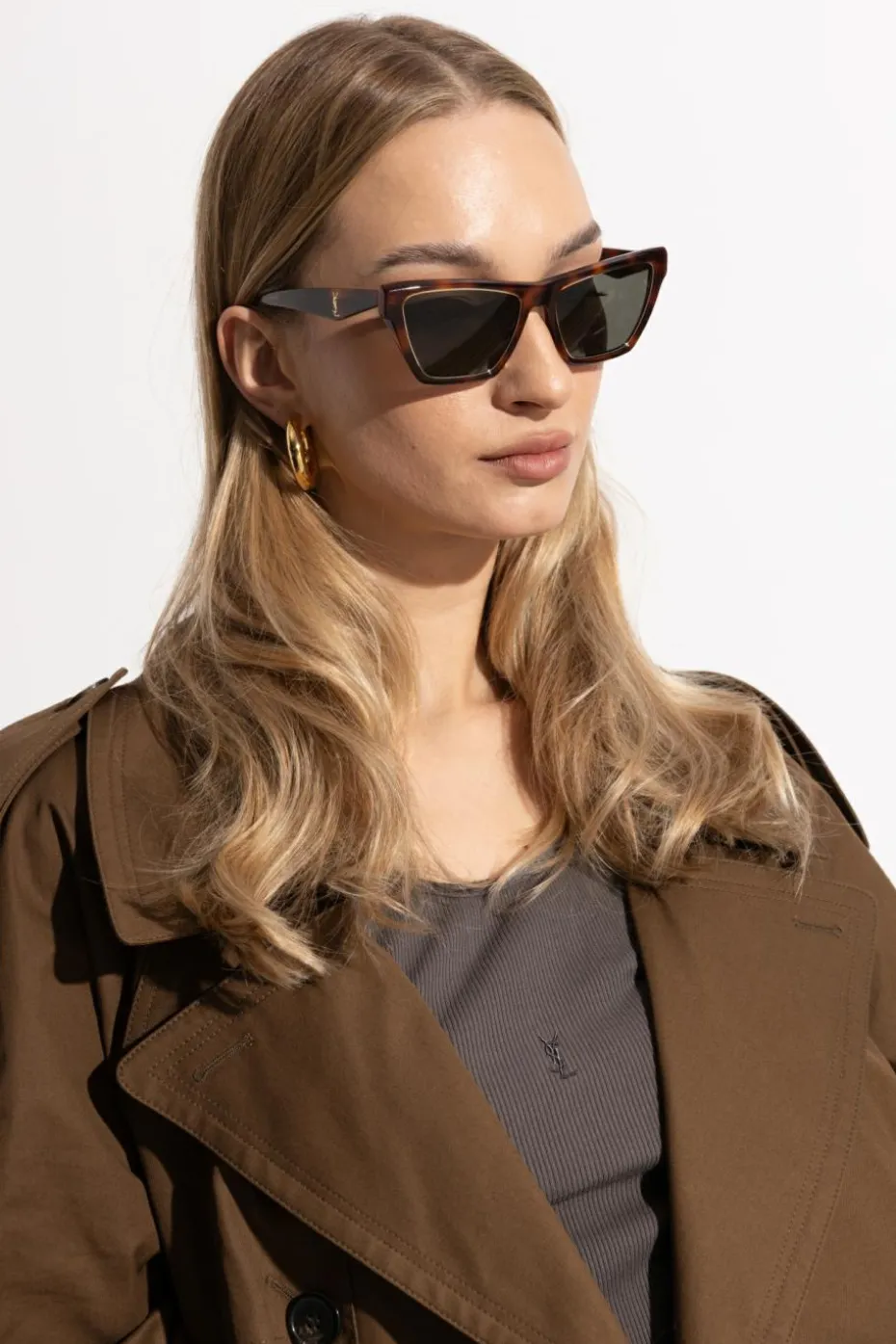 Saint Laurent BRĄZOWY Okulary przeciwsłoneczne `SL M103`