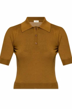 Saint Laurent BRĄZOWY Polo z logo