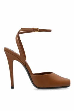 Saint Laurent BRĄZOWY Sandały na obcasie ‘La Scandale’
