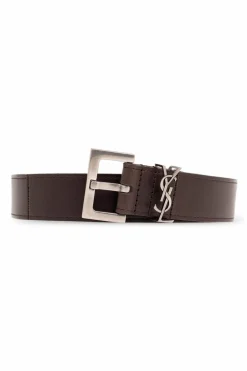 Saint Laurent BRĄZOWY Skórzany pasek