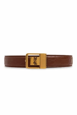 Saint Laurent BRĄZOWY Skórzany pasek
