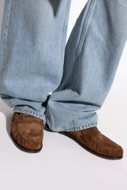 Saint Laurent BRĄZOWY Zamszowe buty typu `loafers`