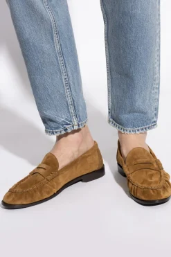 Saint Laurent BRĄZOWY Zamszowe buty typu `loafers`