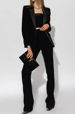 Saint Laurent CZARNY Aksamitna marynarka