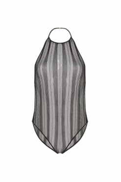 Saint Laurent CZARNY Body z odkrytymi ramionami