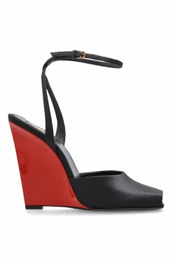 Saint Laurent CZARNY Buty `La Scandale` na koturnie