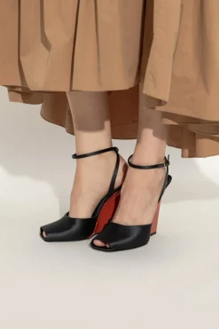 Saint Laurent CZARNY Buty `La Scandale` na koturnie