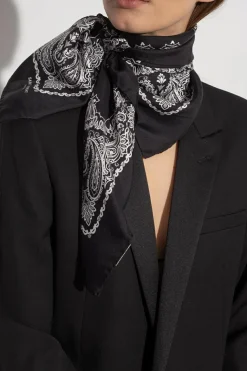 Saint Laurent CZARNY Chusta z motywem ‘paisley’