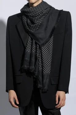 Saint Laurent CZARNY Chusta z surowym wykończeniem