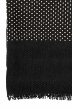Saint Laurent CZARNY Chusta ze wzorem w kropki